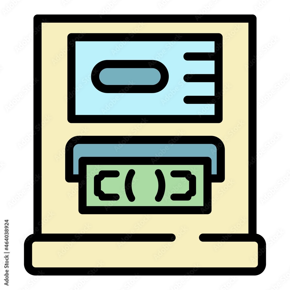 Money from atm icon. Outline money from atm vector icon color flat isolated Money from atm icon. Outline money from atm vector icon color flat isolated