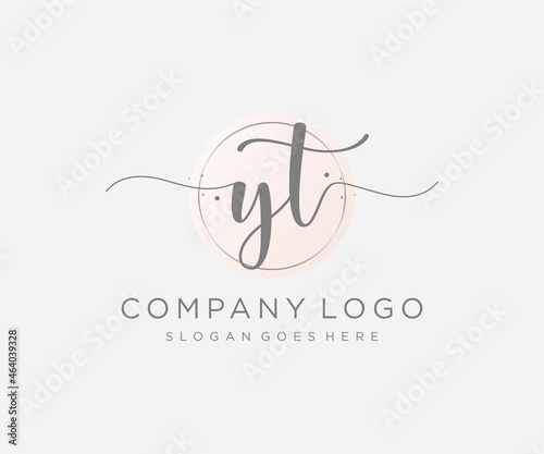 Initial YT feminine logo. Usable for Nature, Salon, Spa, Cosmetic and Beauty Logos. Flat Vector Logo Design Template Element.