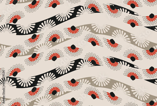 japanese style seamless layers garlands retro ivory