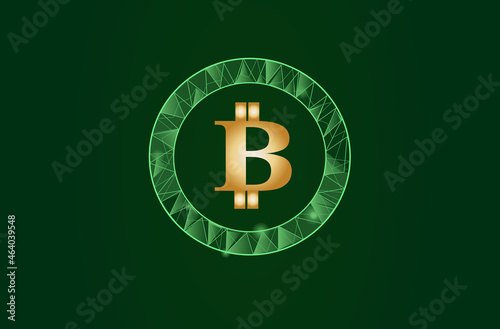 Blockchain - bitcoin software platform isolated on blue background. Bitcoin blockchain for digital asset, financial system and presentation material. Bitcoin blockchain vector illustration