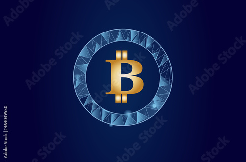 Blockchain - bitcoin software platform isolated on blue background. Bitcoin blockchain for digital asset, financial system and presentation material. Bitcoin blockchain vector illustration