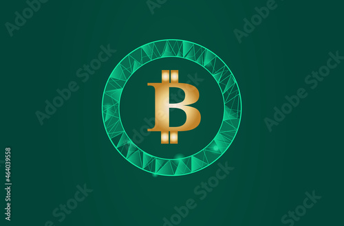 Blockchain - bitcoin software platform isolated on blue background. Bitcoin blockchain for digital asset, financial system and presentation material. Bitcoin blockchain vector illustration