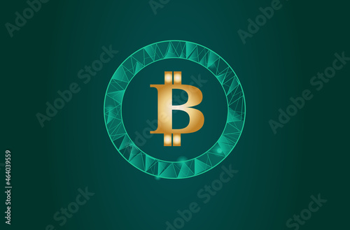 Blockchain - bitcoin software platform isolated on blue background. Bitcoin blockchain for digital asset, financial system and presentation material. Bitcoin blockchain vector illustration
