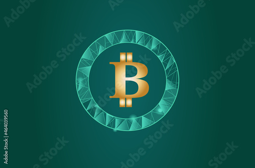 Blockchain - bitcoin software platform isolated on blue background. Bitcoin blockchain for digital asset, financial system and presentation material. Bitcoin blockchain vector illustration