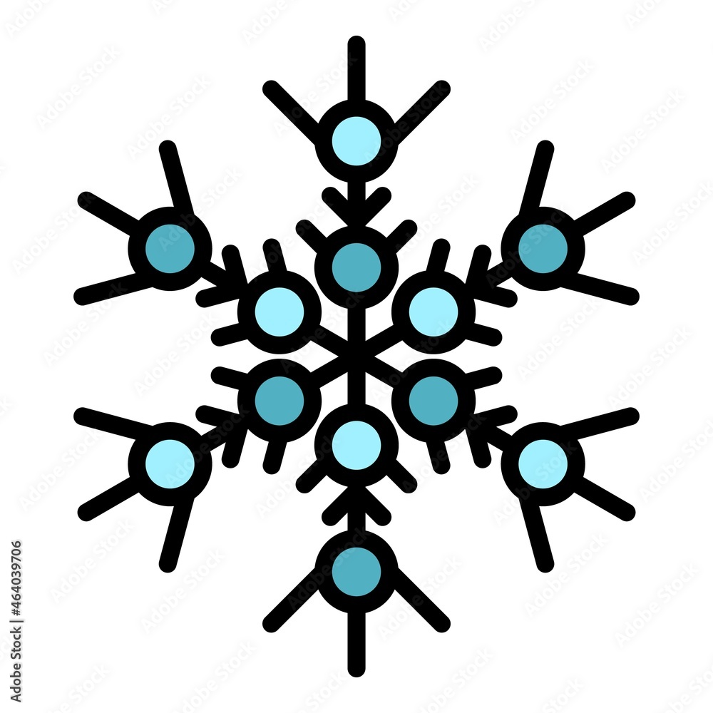 Symbol snowflake icon. Outline symbol snowflake vector icon color flat isolated