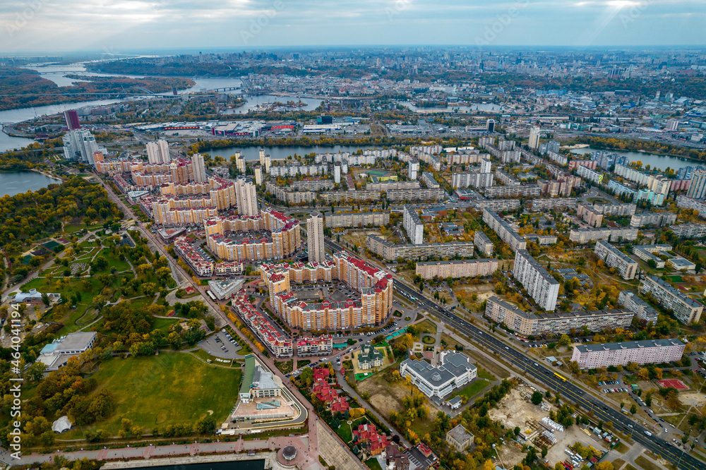 Aerial view of the autumn city