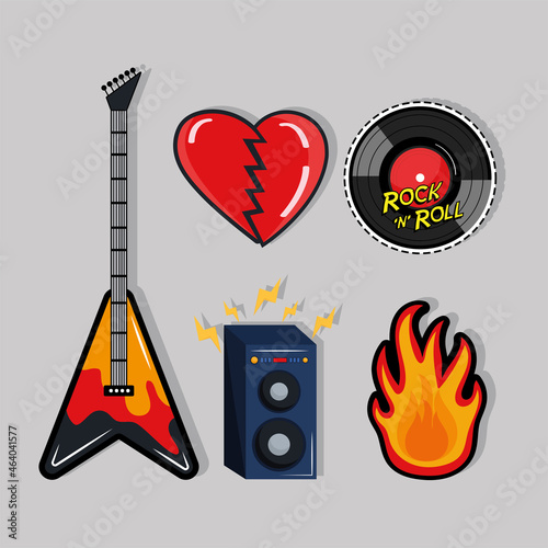 rock and roll five stickers