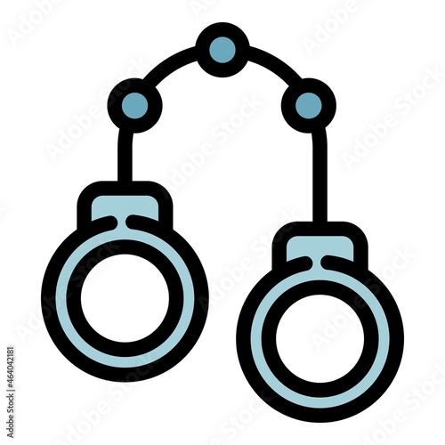Police handcuffs icon. Outline police handcuffs vector icon color flat isolated