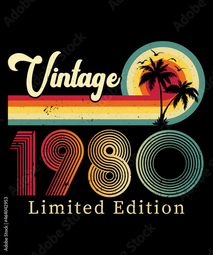 Vintage 1980 Birthday T-shirt Design	