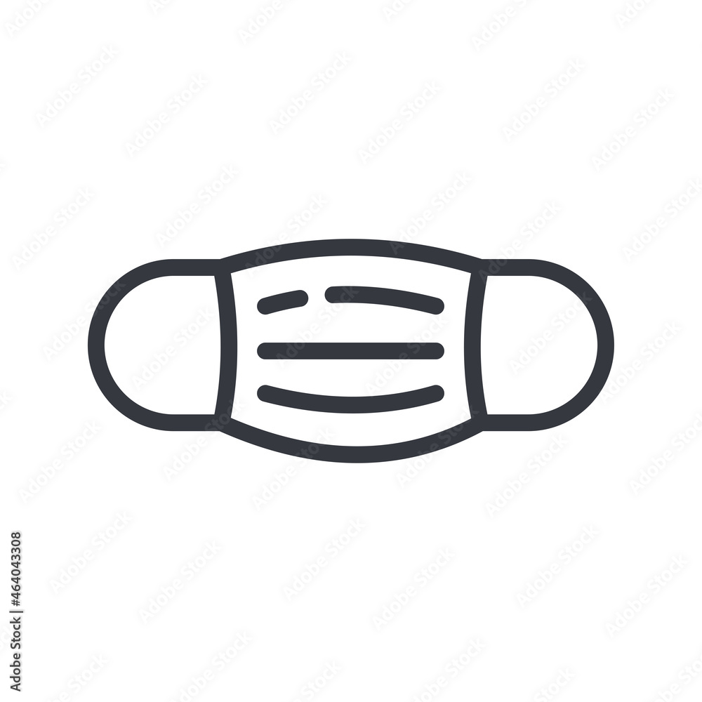 Black linear medical icon of a medical face mask. Outline symbol Black linear medical icon of a medical face mask. Outline symbol