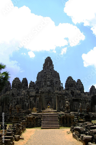 Sculpture carving ancient ruins antique building of Prasat Bayon Castle or Jayagiri Brahma Temple for Cambodian people and travelers travel visit respect pray at Angkor Thom Wat in Siem Reap  Cambodia