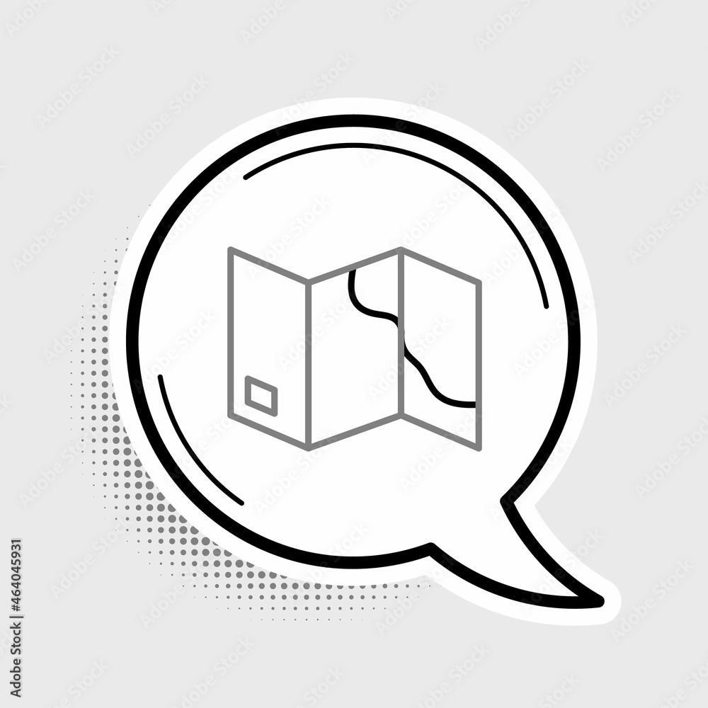 Line Folded map icon isolated on grey background. Colorful outline concept. Vector Line Folded map icon isolated on grey background. Colorful outline concept. Vector