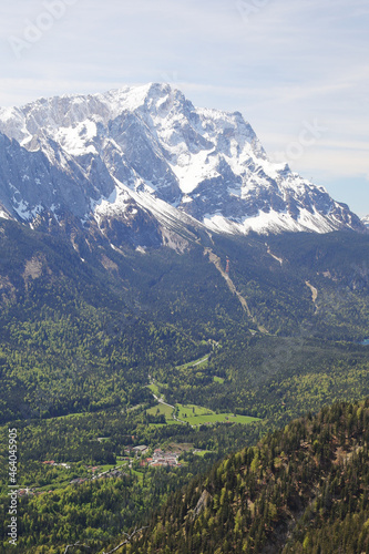 View from Kramerspitz mountain to Garmisch-Partenkirchen, Upper Bavaria, Germany