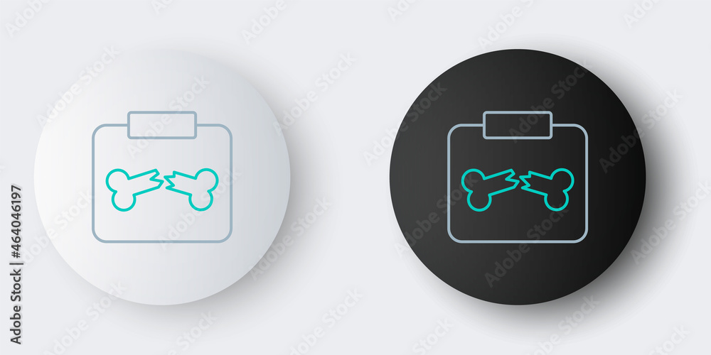 Line X-ray shots with broken bone icon isolated on grey background. Colorful outline concept. Vector