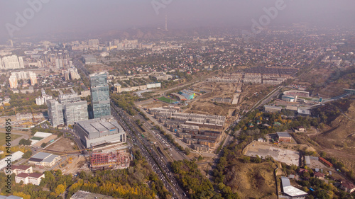 Bird view · Almaty city panorama · botanical garden top view