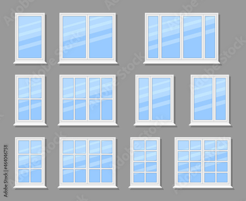 Set of white windows. Vector illustration