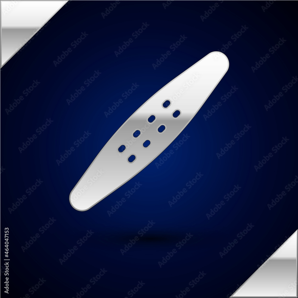 Silver Nail file pet icon isolated on dark blue background. Professional treatment at home grooming for pet. Vector