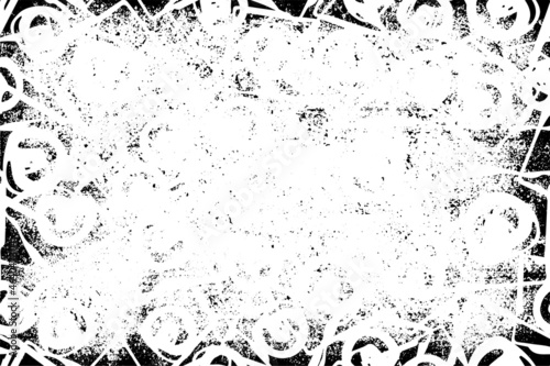 Grunge background black and white. Texture of chips, cracks, scratches, scuffs, dust, dirt. Dark monochrome surface. Old vintage vector pattern