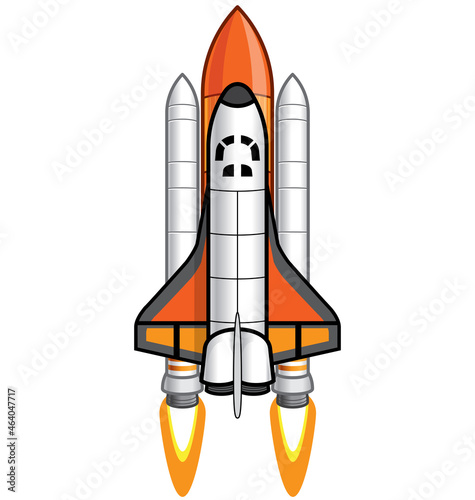 cartoon space shuttle and booster