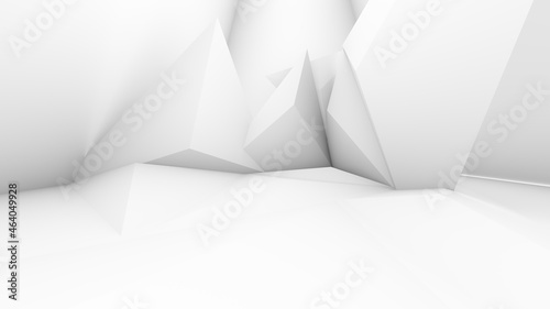 Futuristic architectural background, white angular walls photo