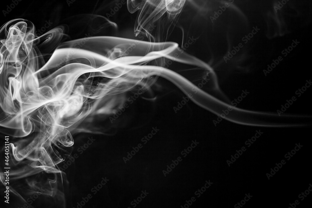 Obraz premium White smoke motion on black background.
