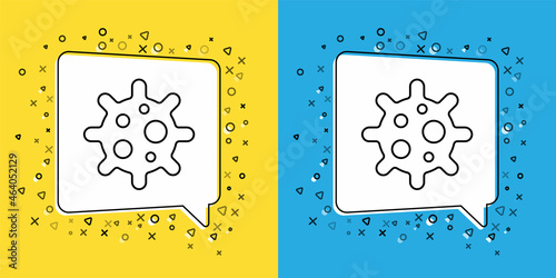 Set line Virus icon isolated on yellow and blue background. Corona virus 2019-nCoV. Bacteria and germs, cell cancer, microbe, fungi. Vector