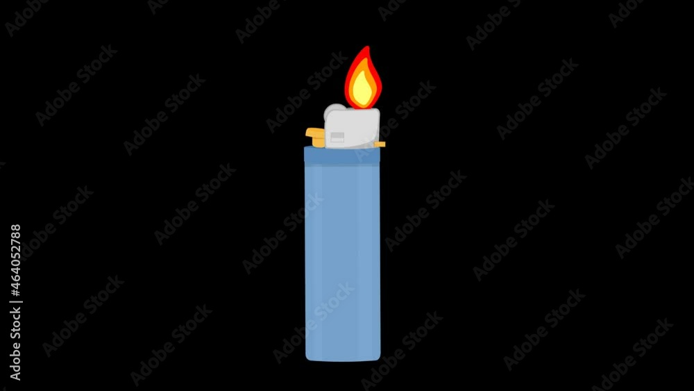 Loop animation of a lighter with the flame lit and moving, on a transparent background or zero opacity Loop animation of a lighter with the flame lit and moving, on a transparent background or zero opacity