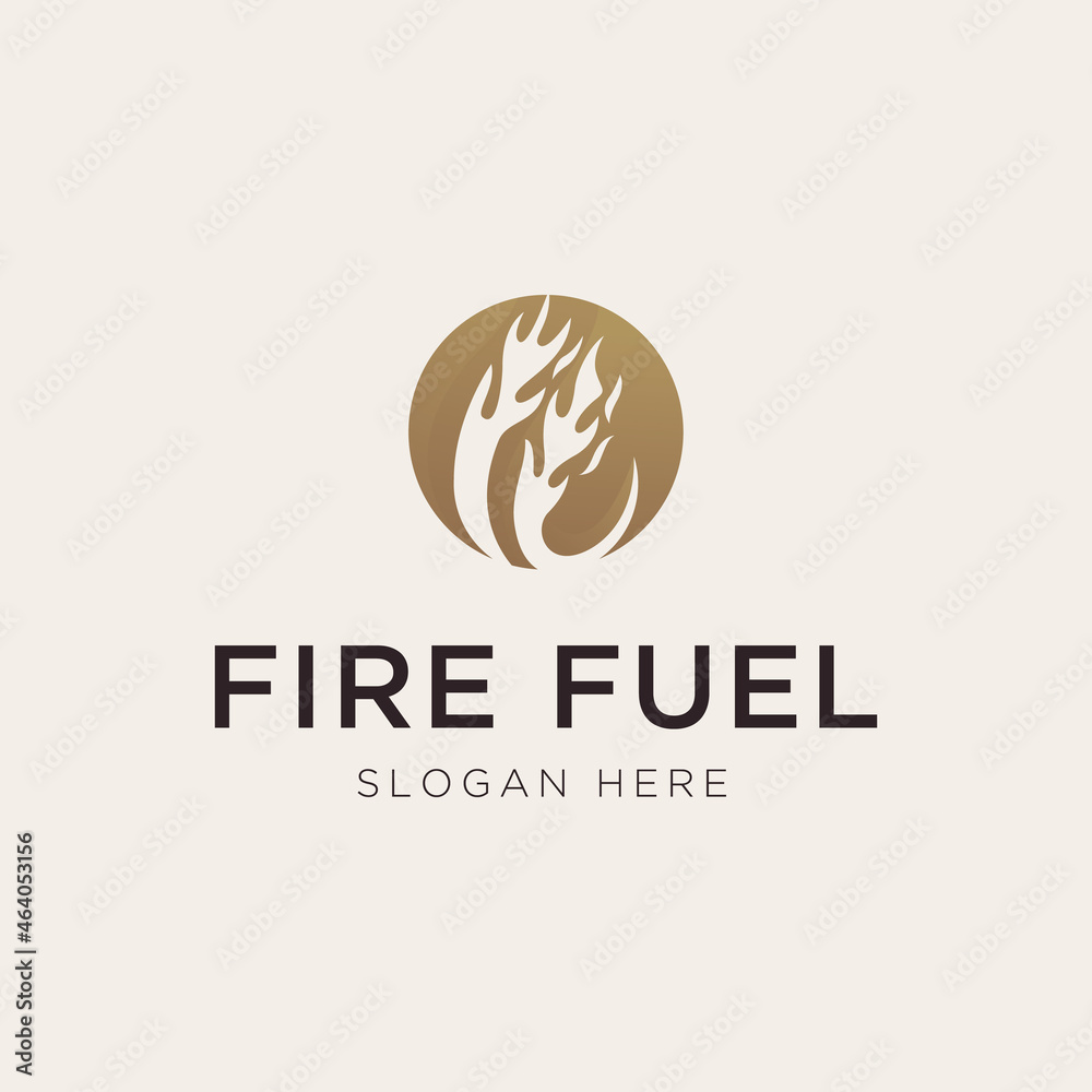 Abstract fire fuel logo in gold luxury style Abstract fire fuel logo in gold luxury style