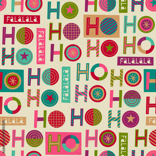 Colourful Hohoho typography design seamless pattern. Santa claus laugh.