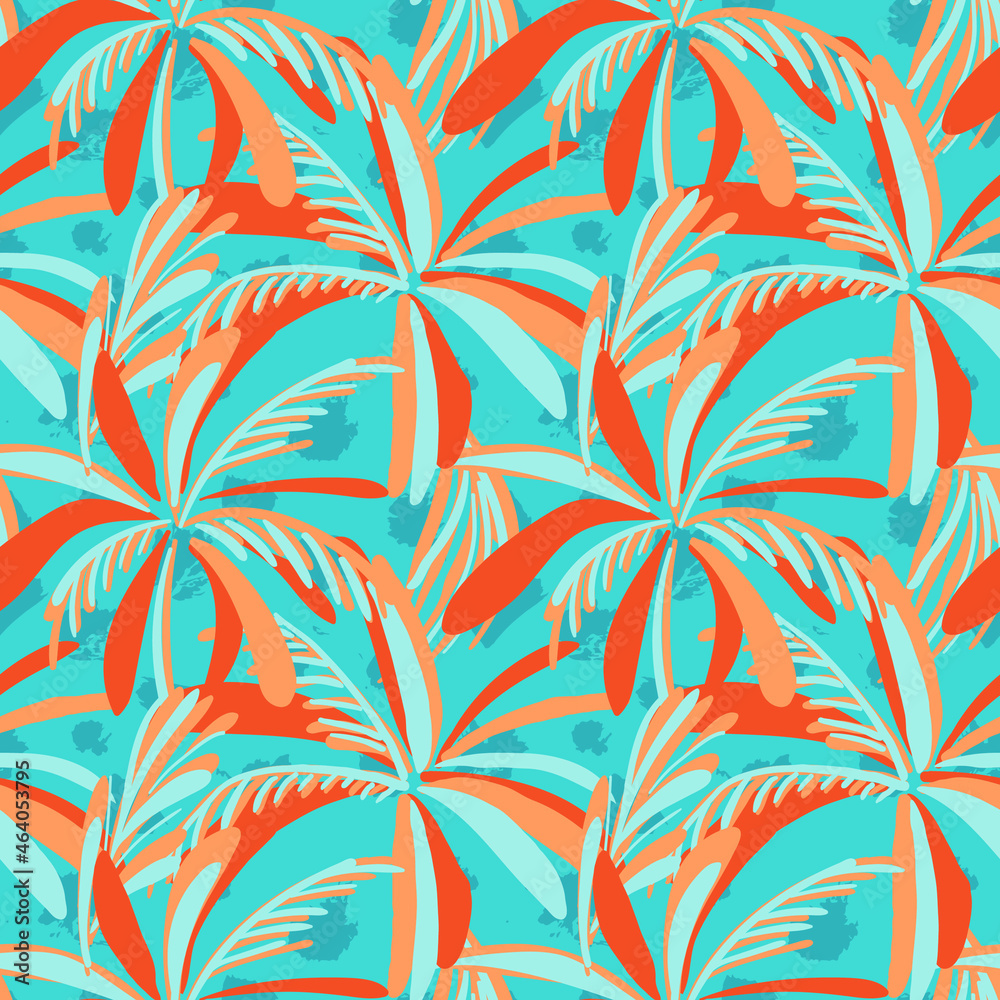 Seamless nature exotic pattern with palm and leaves