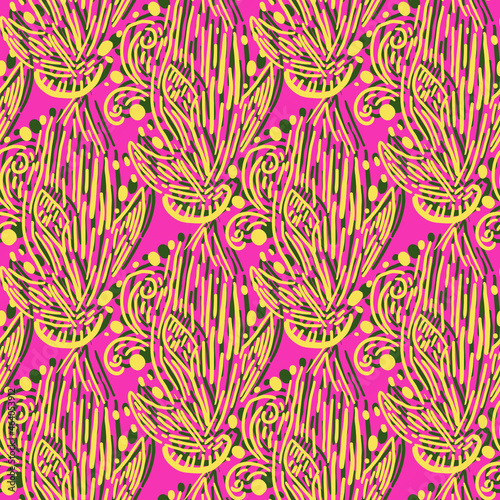 Wallpaper Mural Seamless abstract line floral pattern Torontodigital.ca