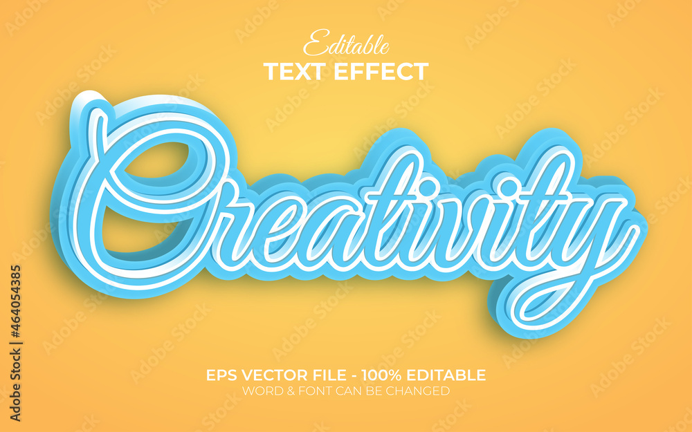 Creativity text effect script style theme. Editable text effect.