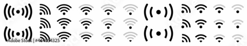 Wi-fi icon set. Internet Connection. Signal Icon. Wireless and wifi icon or wi-fi icon sign for remote internet access. Vector illustration