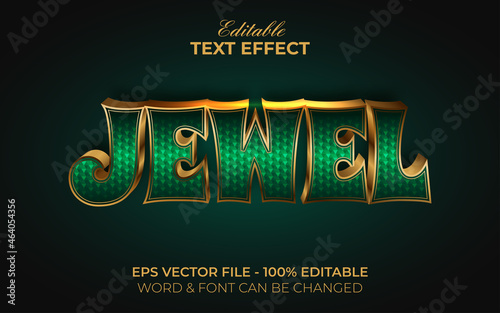 Jewel text effect style. Editable text effect gold emerald theme.