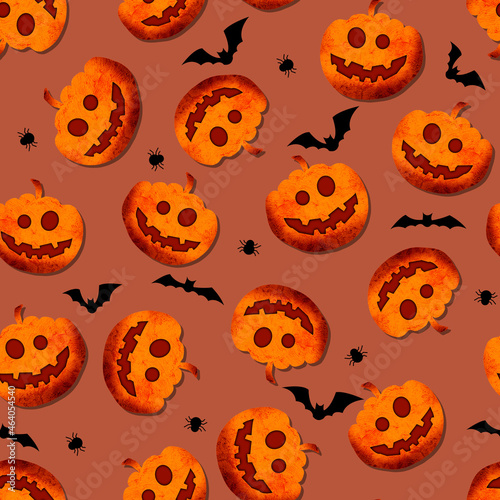 Cute Pumpkins Seamless Halloween Theme Pattern Design Trendy Fashion Colors Isolated Background