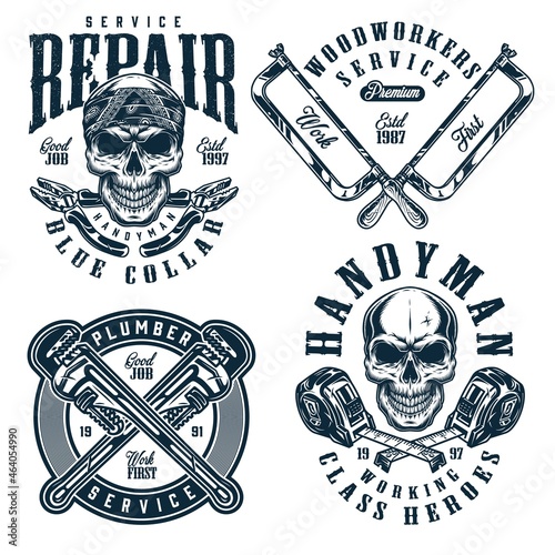 Handyman service monochrome vintage prints