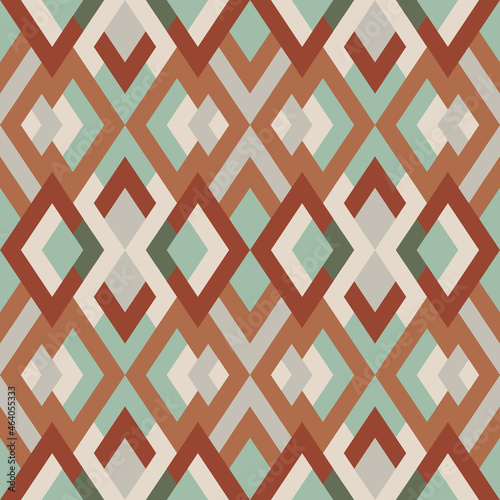 Abstract seamless geometric pattern in vector. Simple colorful texture. Background in red and green colors