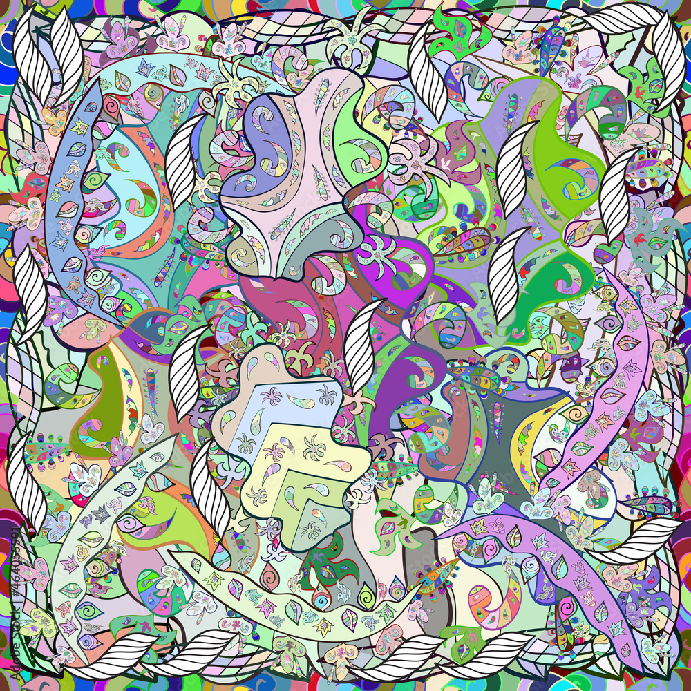 Obraz premium seamless colorful doodling interesting pattern floral slyle