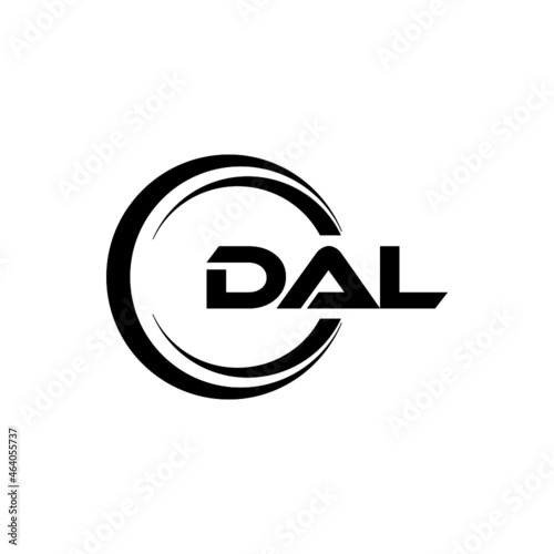 DAL letter logo design with white background in illustrator, vector logo modern alphabet font overlap style. calligraphy designs for logo, Poster, Invitation, etc.