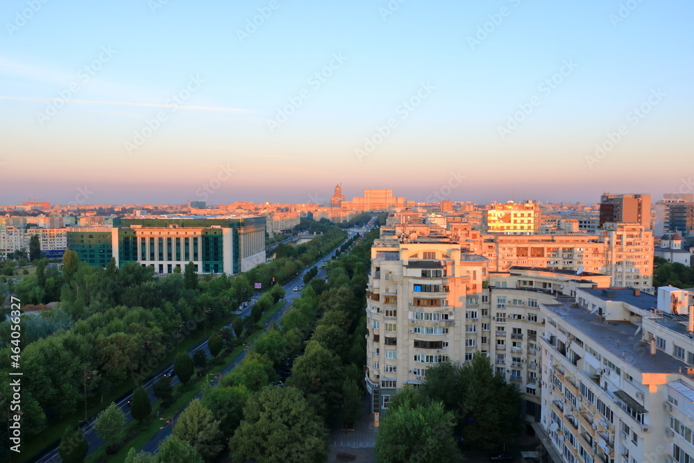 Facade of the Parliament Palace in Bucharest from above Facade of the Parliament Palace in Bucharest from above