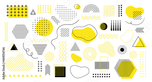 Graphic design abstract elements. Vector set of different geometric minimal shapes, lines, dots photo