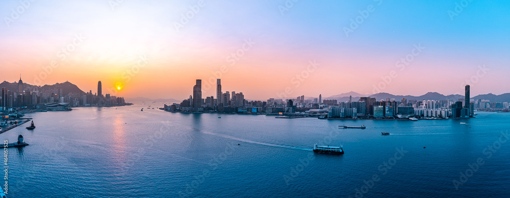 Hong Kong Cityscape in panorama view - obrazy, fototapety, plakaty 