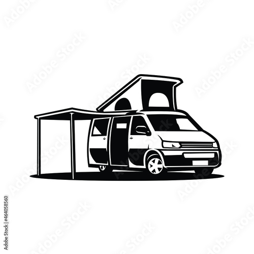 Campervan caravan silhouette vanlife vector illustration isolated