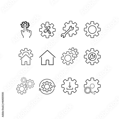 Simple Set of Setup and Settings Related Vector Line Icons. Contains such Icons as Installation Wizard, Download, Restore Options and more. Editable Stroke