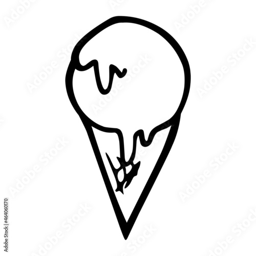 ice cream cone of dessert hand drawn illustration