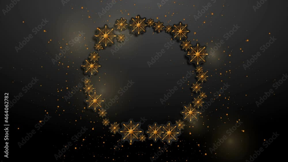 Black and luxury golden winter Christmas abstract round motion background. Seamless looping. Video animation Ultra HD 4K 3840x2160