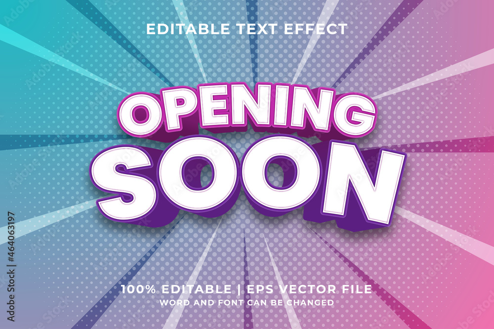 Editable text effect - Opening Soon 3d template style premium vector