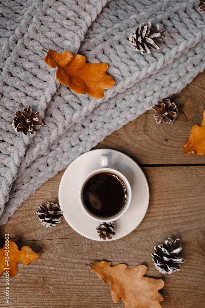 food, coffee and cookies, autumn and leaves