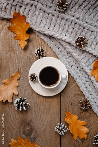 food, coffee and cookies, autumn and leaves