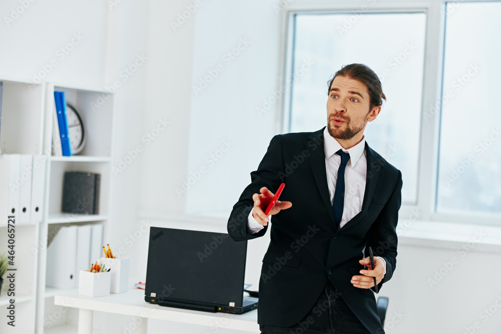 Fototapeta premium businessman official documents work office technologies